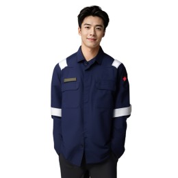 【選購阻燃長袖反光帶上衣】|阻燃反光衣|符合ISO 11611:2007標準|1OO% COTTON|深藍色主色沉穩專業|標準翻領設計|長袖結構搭配袖臂反光條|胸前雙口袋|現貨阻燃上衣供應商  SKWK227-FMMG 【選購阻燃長袖反光帶上衣】|阻燃反光衣|符合ISO 11611:2007標準|1OO% COTTON|深藍色主色沉穩專業|標準翻領設計|長袖結構搭配袖臂反光條|胸前雙口袋|現貨阻燃上衣供應商  SKWK227-FMMG